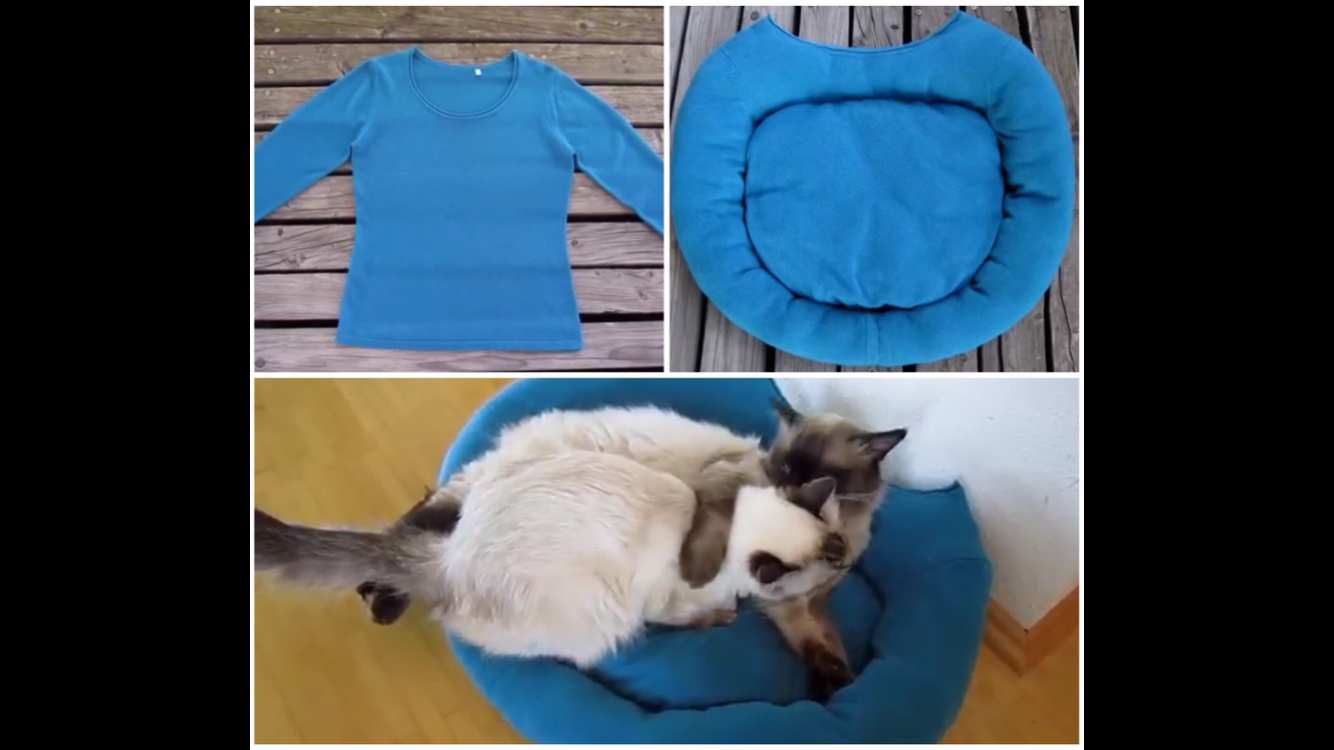 猫のための冬支度！不要セーターをザクザク縫ってあったか猫ベッドを作る！