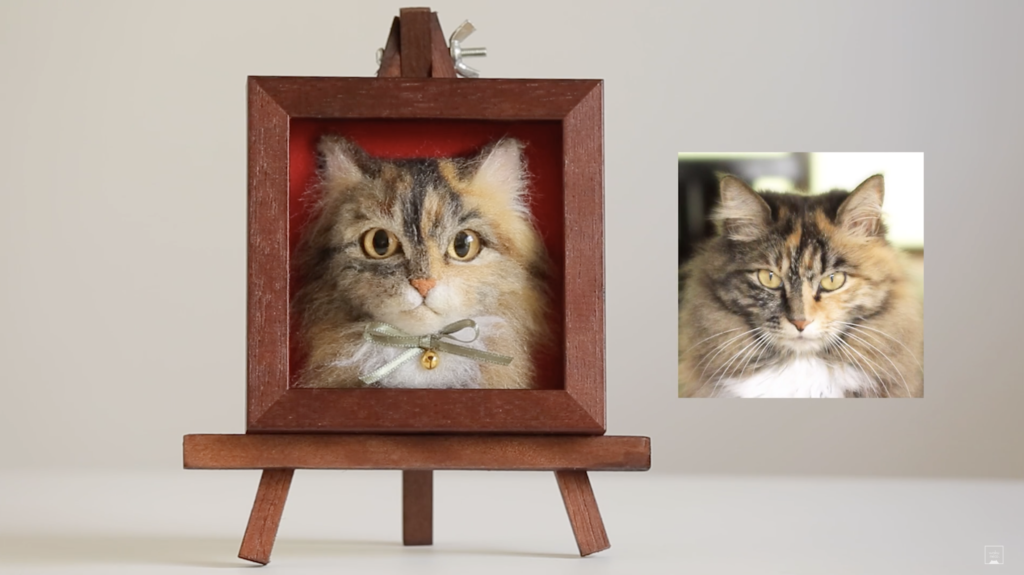 リアルな肖像猫を額縁へ…羊毛作家が生み出すオーダーメイド作品「わく 