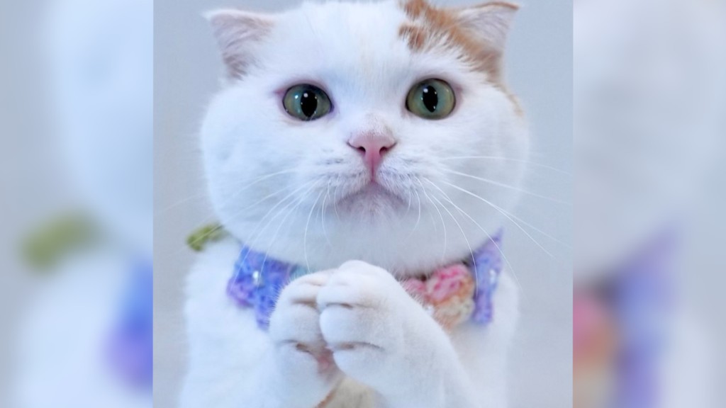 お手手を合わせる”おねだり姿”がかわいい！ポージングが完璧なデキる猫
