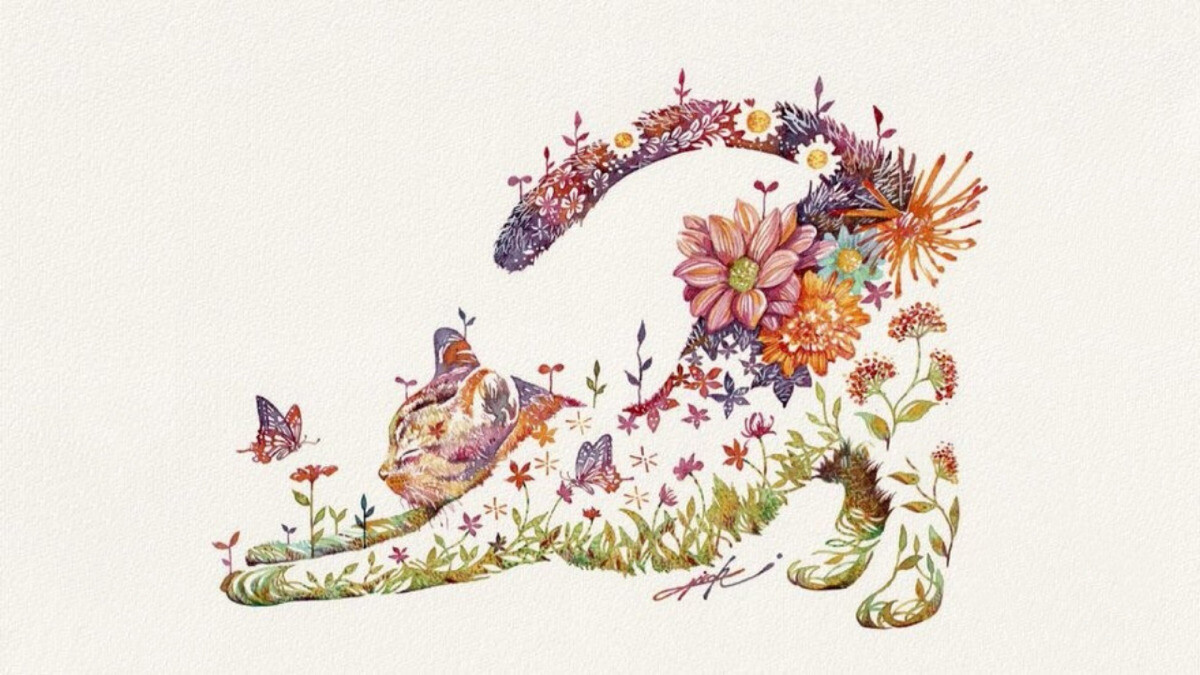 猫の毛並みを 植物 で表現 水彩画家タケダヒロキさんが魅せる 幻想的な猫の絵 ねこナビ