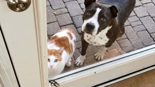繊細な保護犬に駆け寄ってきた野良猫。種族を越え、旧友が再会したかのような大親友に！